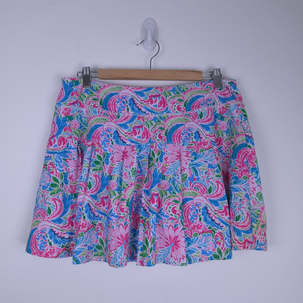 Gottex Athletic Pleated Tennis Skort Pink Blue Paisley Print Size Extra Large